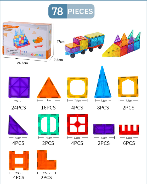 Magnetic Tiles for Kids: Colorful STEM Building Play