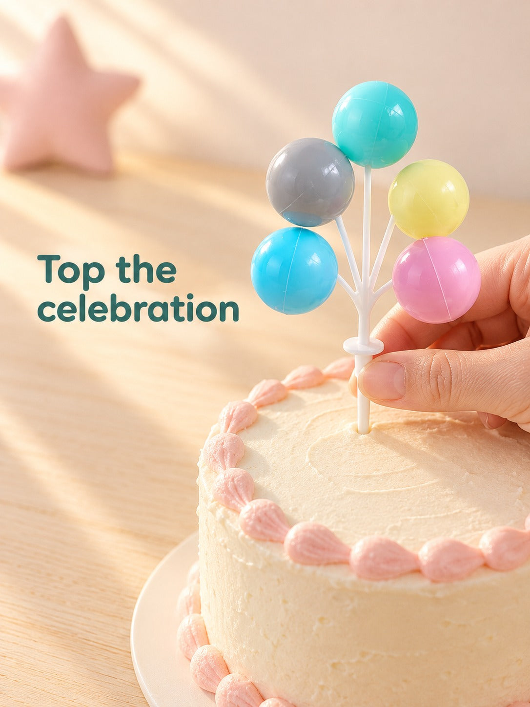 Colorful Balloon Cake Topper Set for Kids' Parties