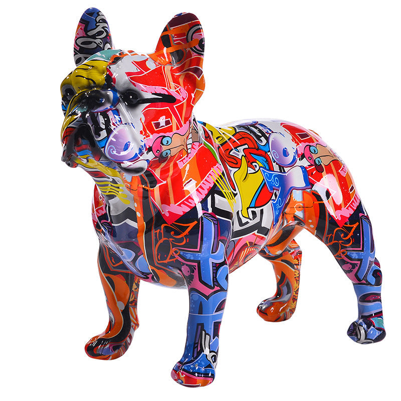 Colorful Bulldog Sculpture for Modern Home and Office Decor
