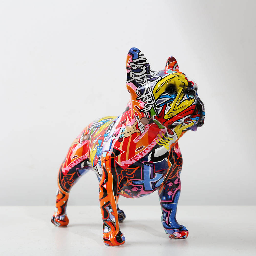 Colorful Bulldog Sculpture for Modern Home and Office Decor