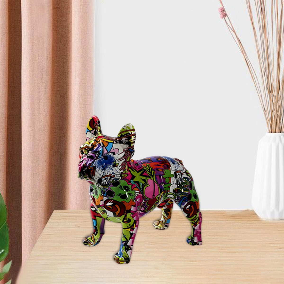Colorful Bulldog Sculpture for Modern Home and Office Decor