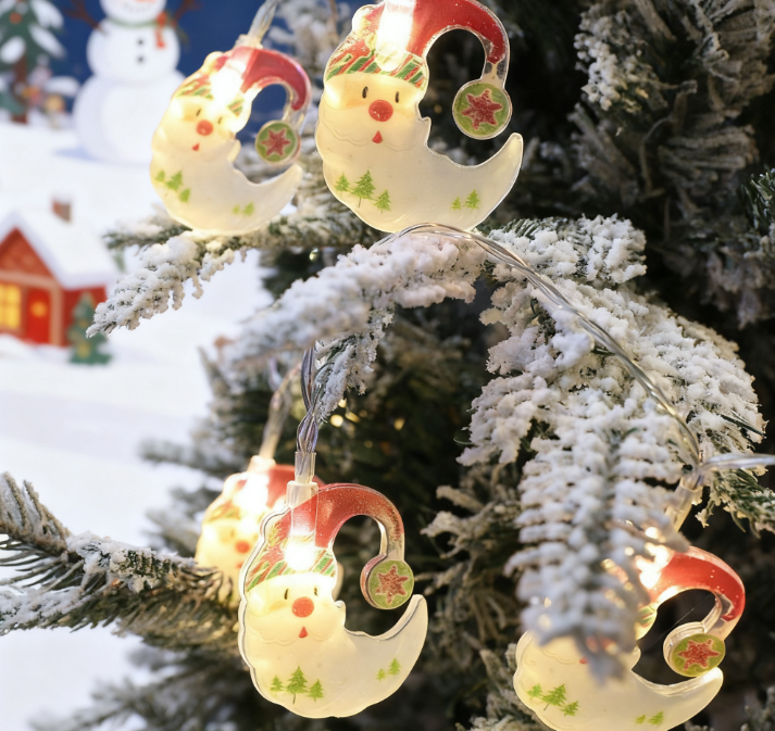Santa Moon LED String Lights for Christmas Tree Decor