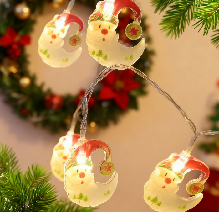 Santa Moon LED String Lights for Christmas Tree Decor