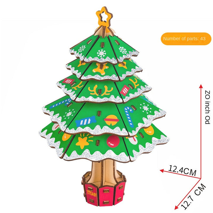 3D Wooden Christmas Tree Puzzle With Festive Display