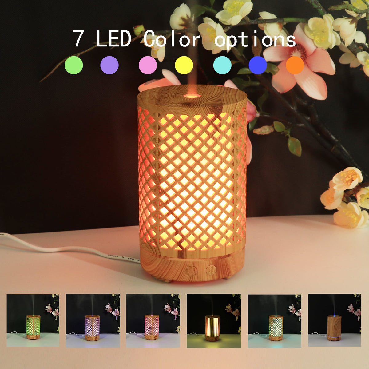 Aromatherapy Diffuser Lamp with Carved Tree Mood Light