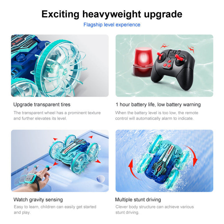 Amphibious Stunt RC Car With LED Wheels & Dual Control