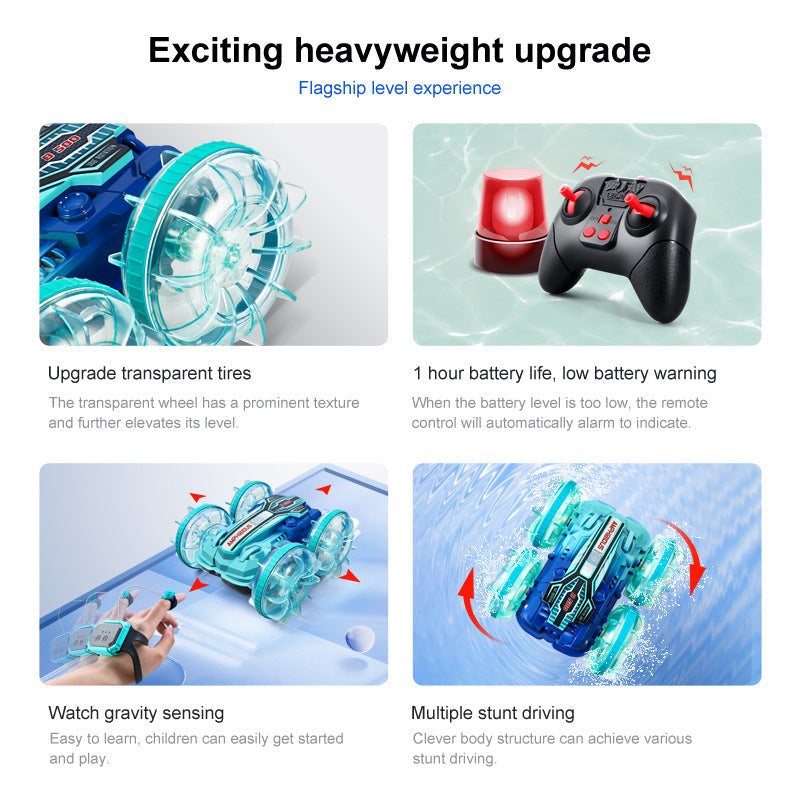 Amphibious Stunt RC Car With LED Wheels & Dual Control
