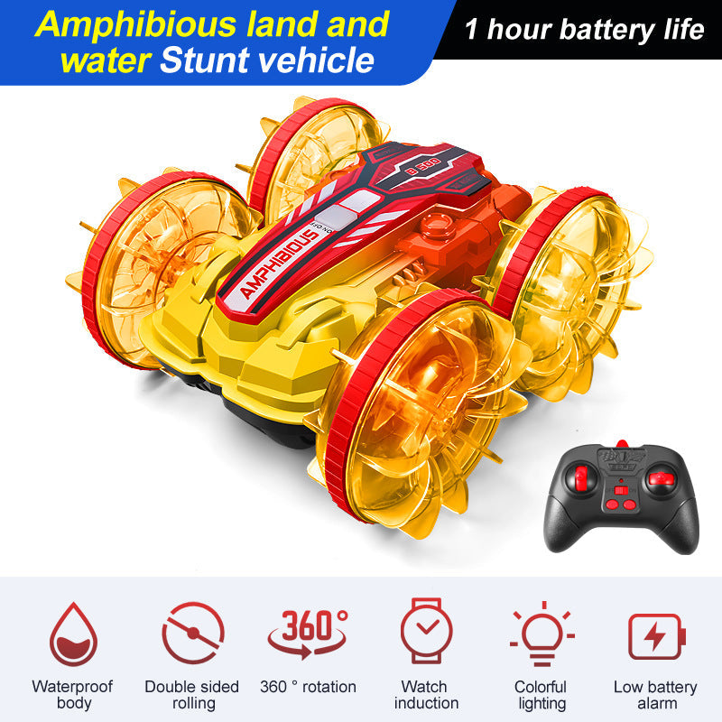 Amphibious Stunt RC Car With LED Wheels & Dual Control