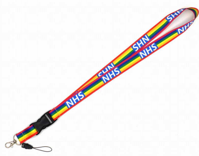 Rainbow NHS Lanyard with Quick-Release Safety Buckle