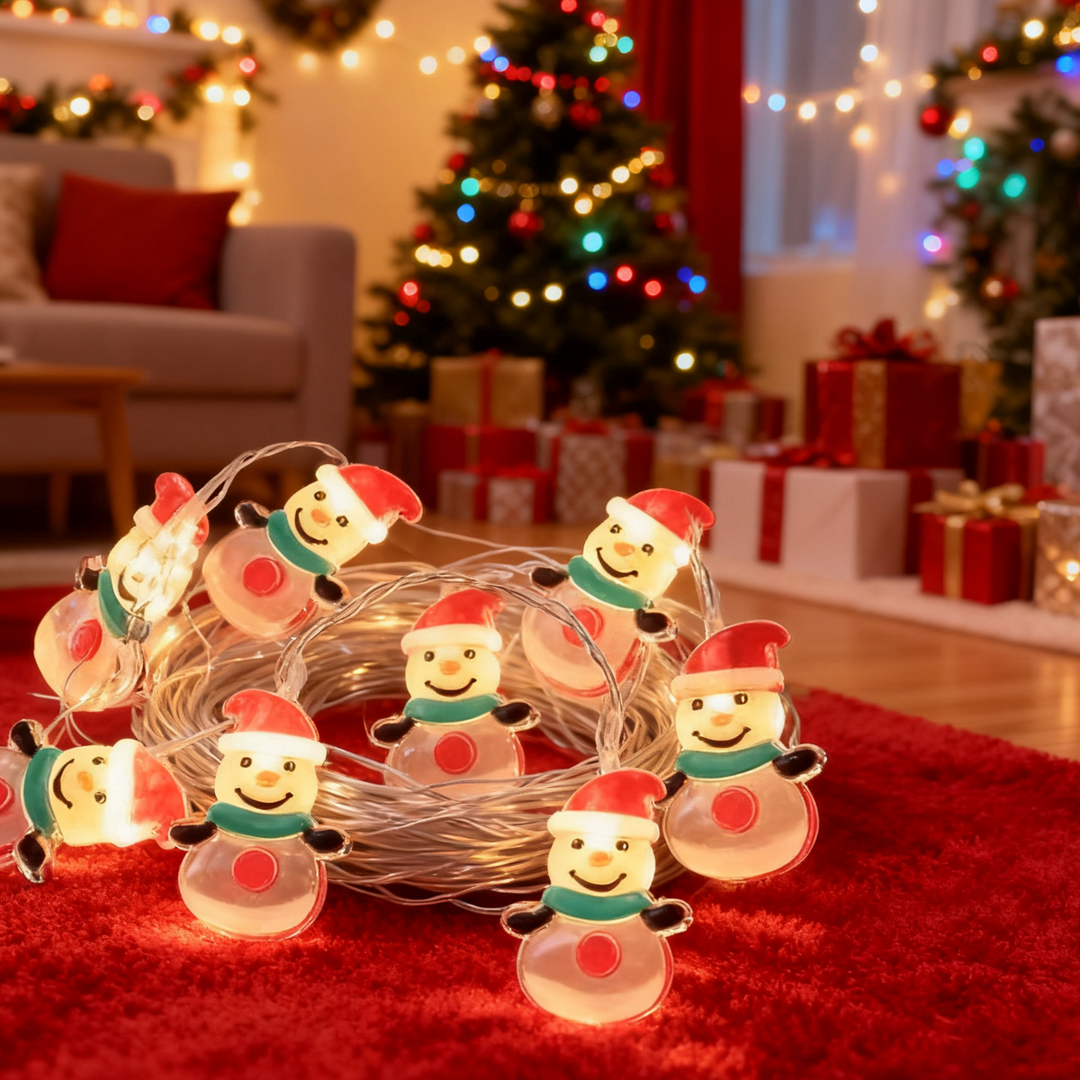 Snowman Christmas String Lights for Warm Holiday Decor