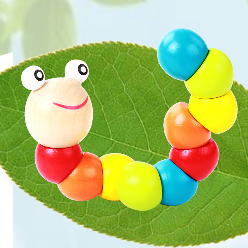 Wooden Caterpillar Toy for Color & Fine-Motor Skills