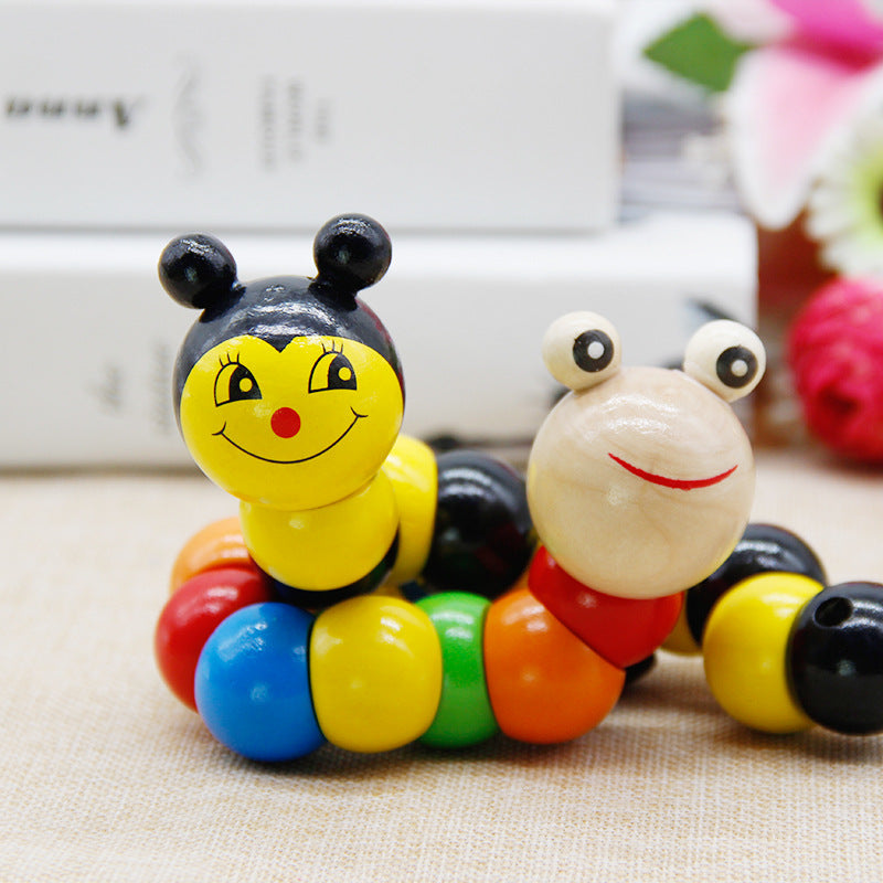 Colorful Wooden Worm Puzzle Toy for Fine Motor Skills
