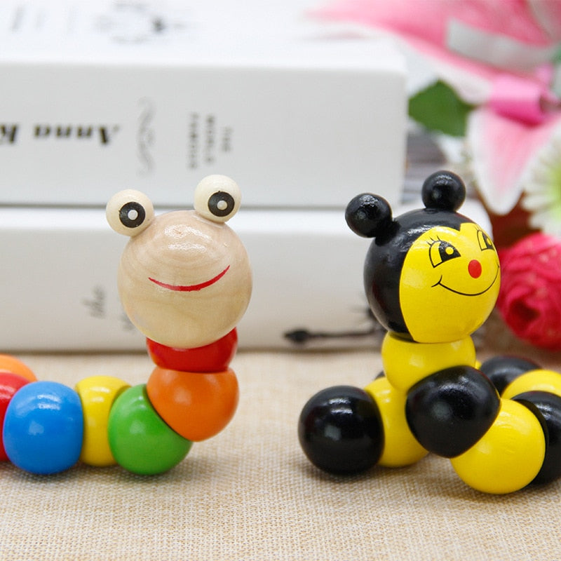 Colorful Wooden Worm Puzzle Toy for Fine Motor Skills