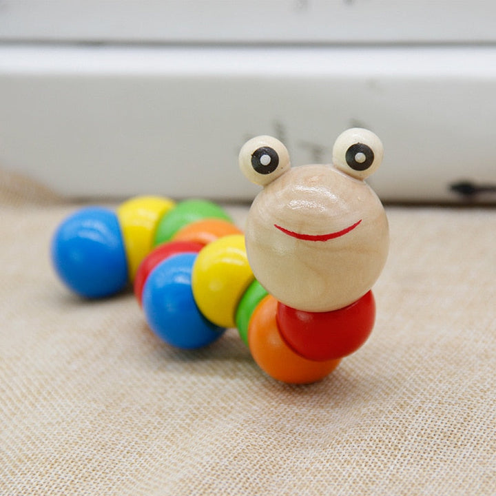Colorful Wooden Worm Puzzle Toy for Fine Motor Skills