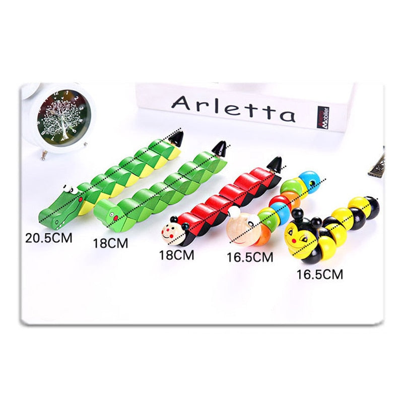 Colorful Wooden Worm Puzzle Toy for Fine Motor Skills