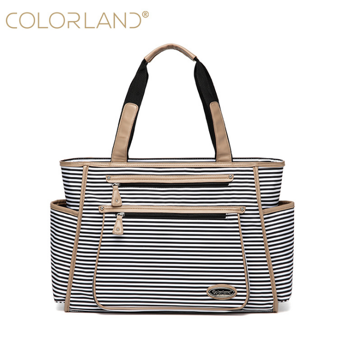 Striped Diaper Bag Organizer With Spacious Storage