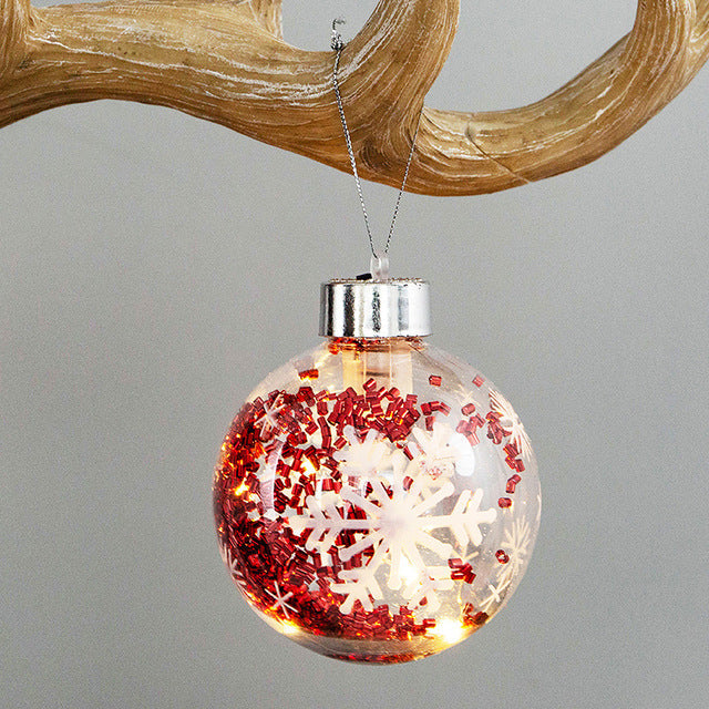LED Transparent Christmas Ball Ornaments With Warm Glow