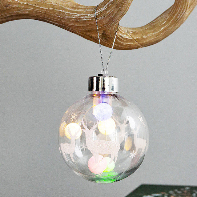 LED Transparent Christmas Ball Ornaments With Warm Glow