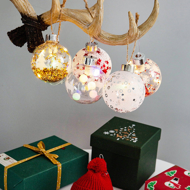 LED Transparent Christmas Ball Ornaments With Warm Glow