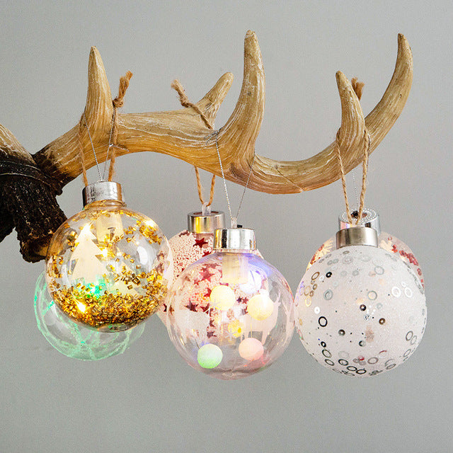 LED Transparent Christmas Ball Ornaments With Warm Glow