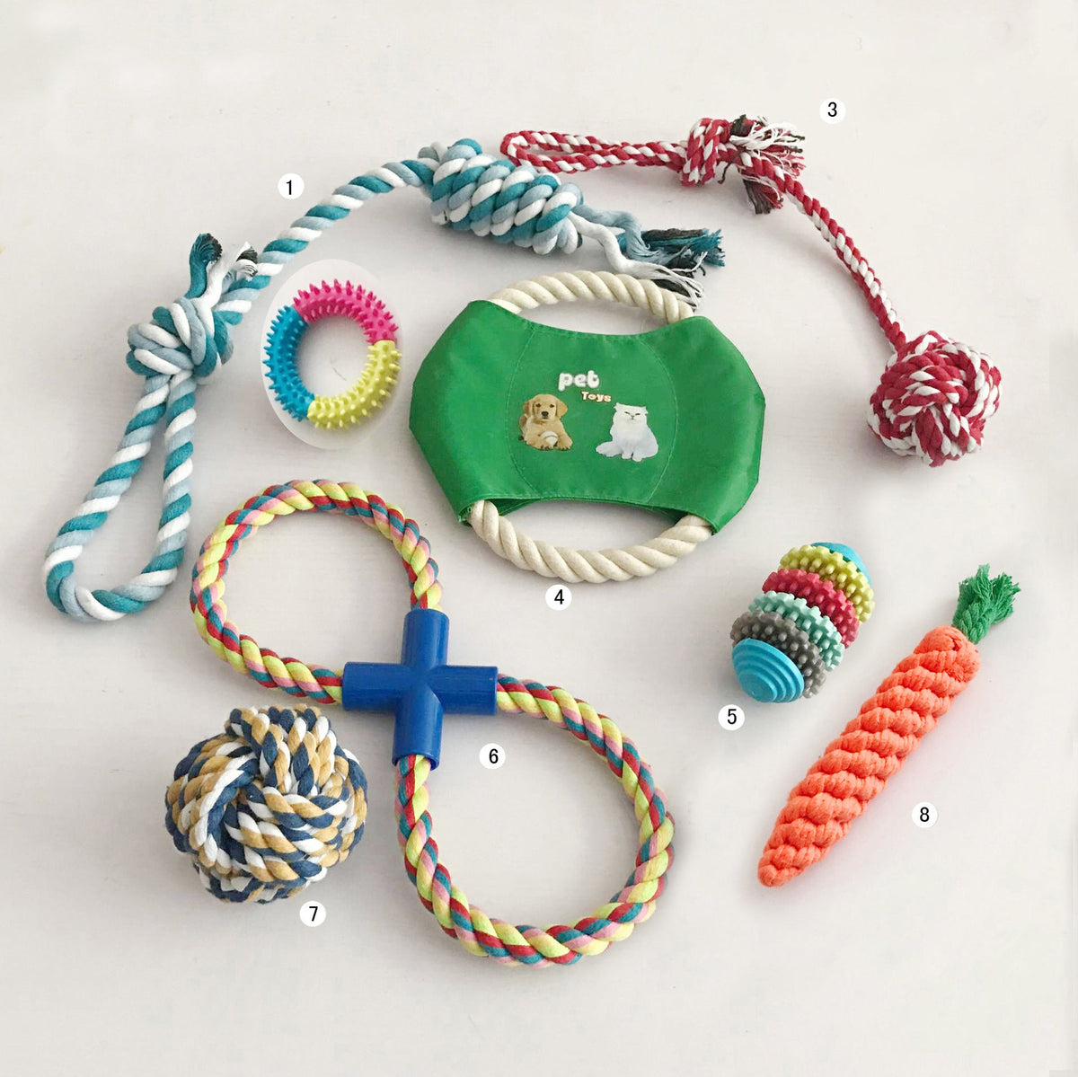 Dog Toy Set for Chewing, Tugging & Daily Dental Play