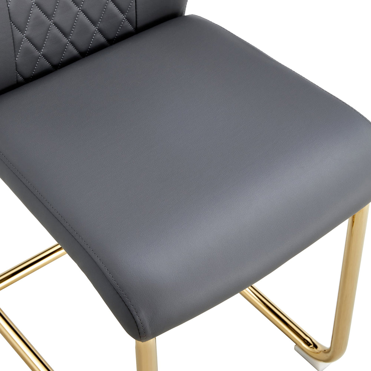 Gray Faux Leather Dining Chair with Gold Metal Legs