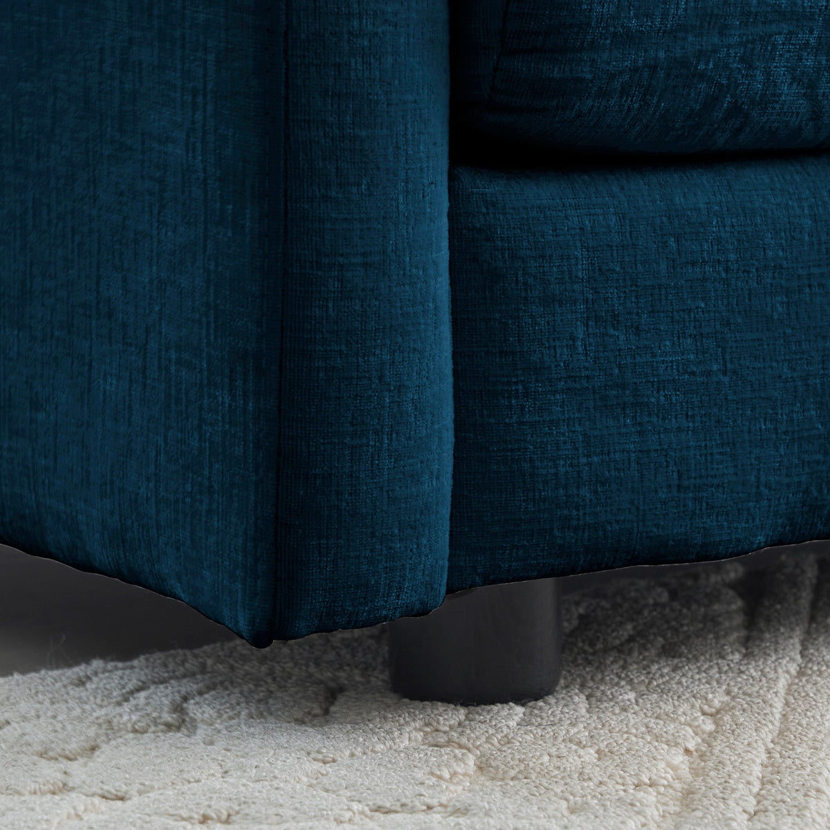Navy Chenille Reading Armchair for Cozy Living Rooms