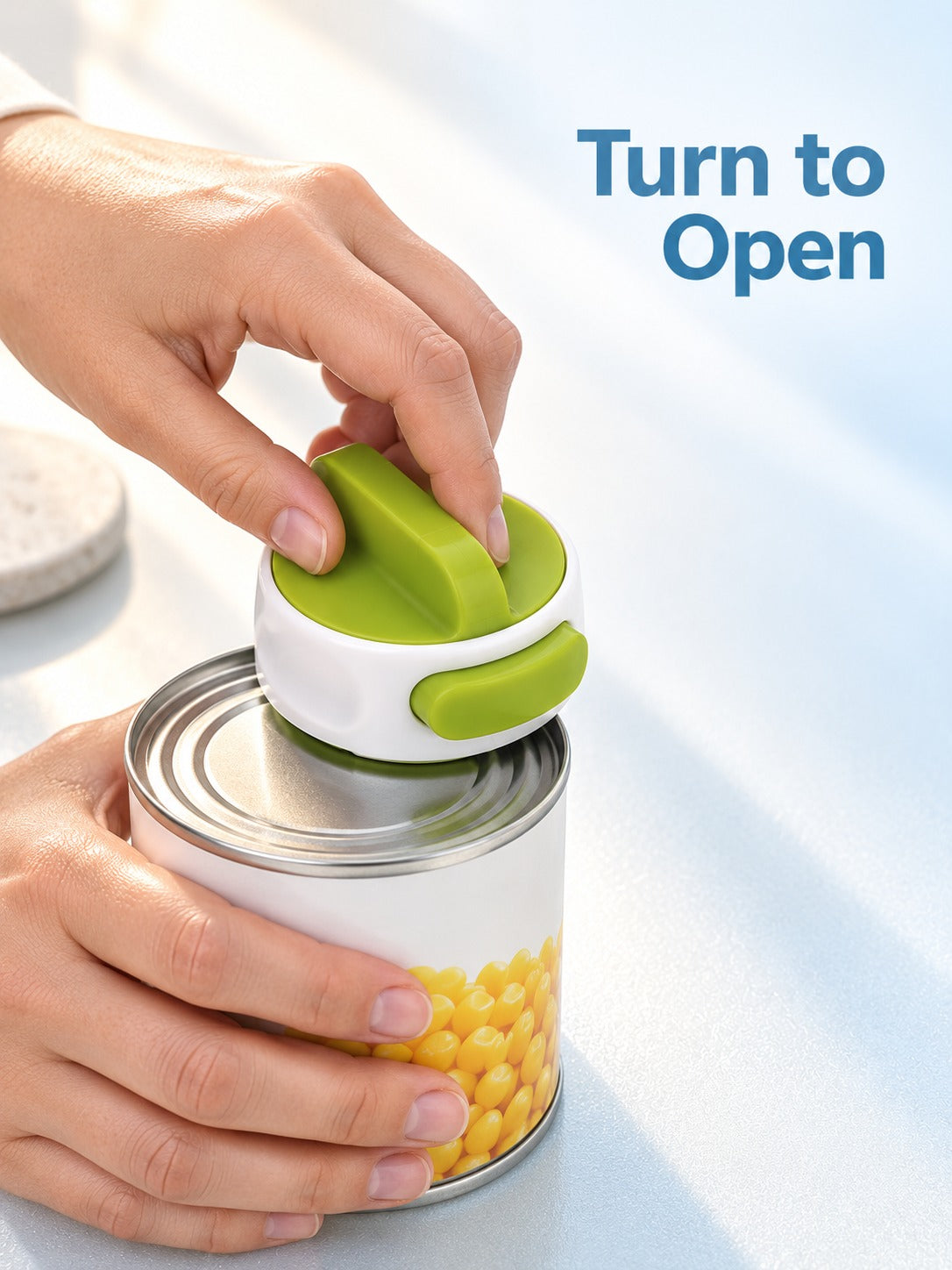 Compact Manual Can Opener with Easy-Turn Knob for Kitchens