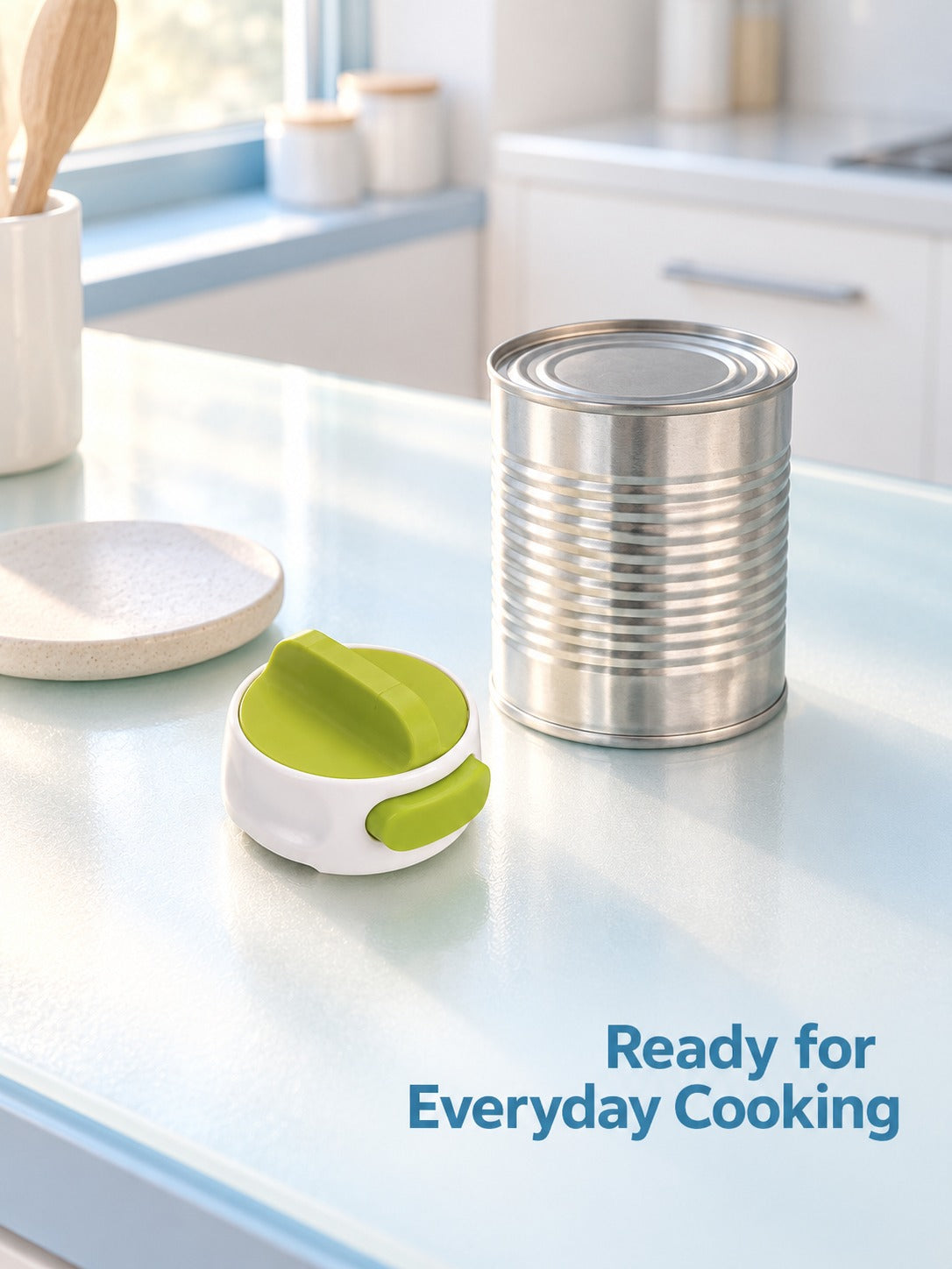 Compact Manual Can Opener with Easy-Turn Knob for Kitchens