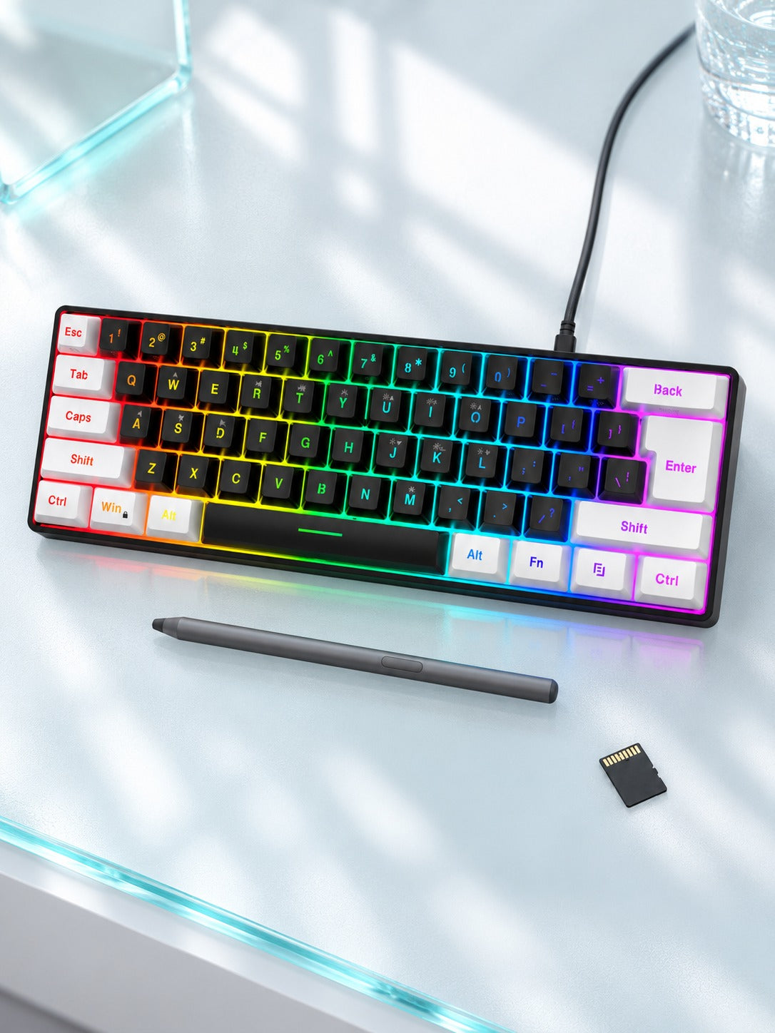 Compact RGB Gaming Keyboard and Mouse Combo, 61 Keys