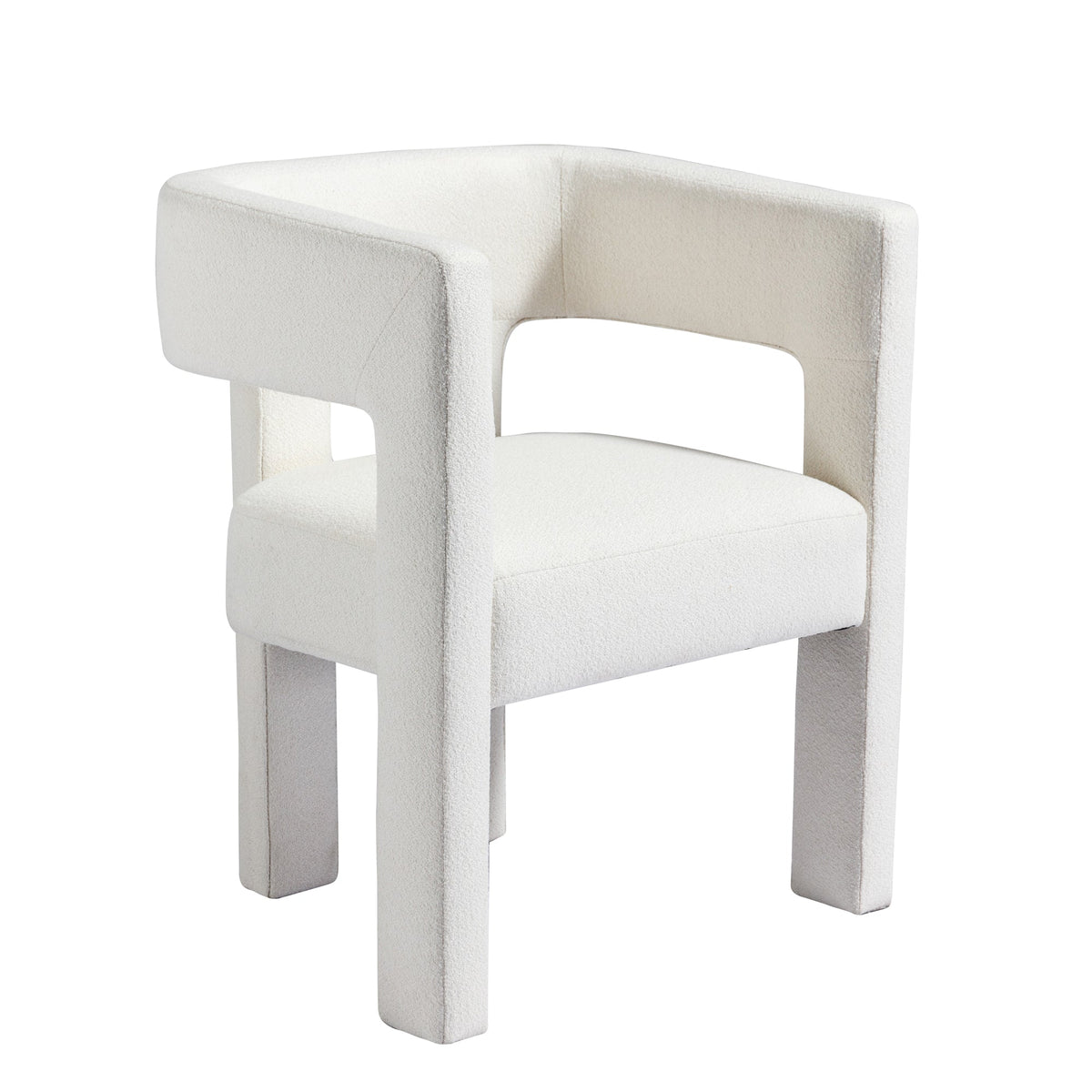 Sculptural Cream Boucle Accent Chair for Living Rooms