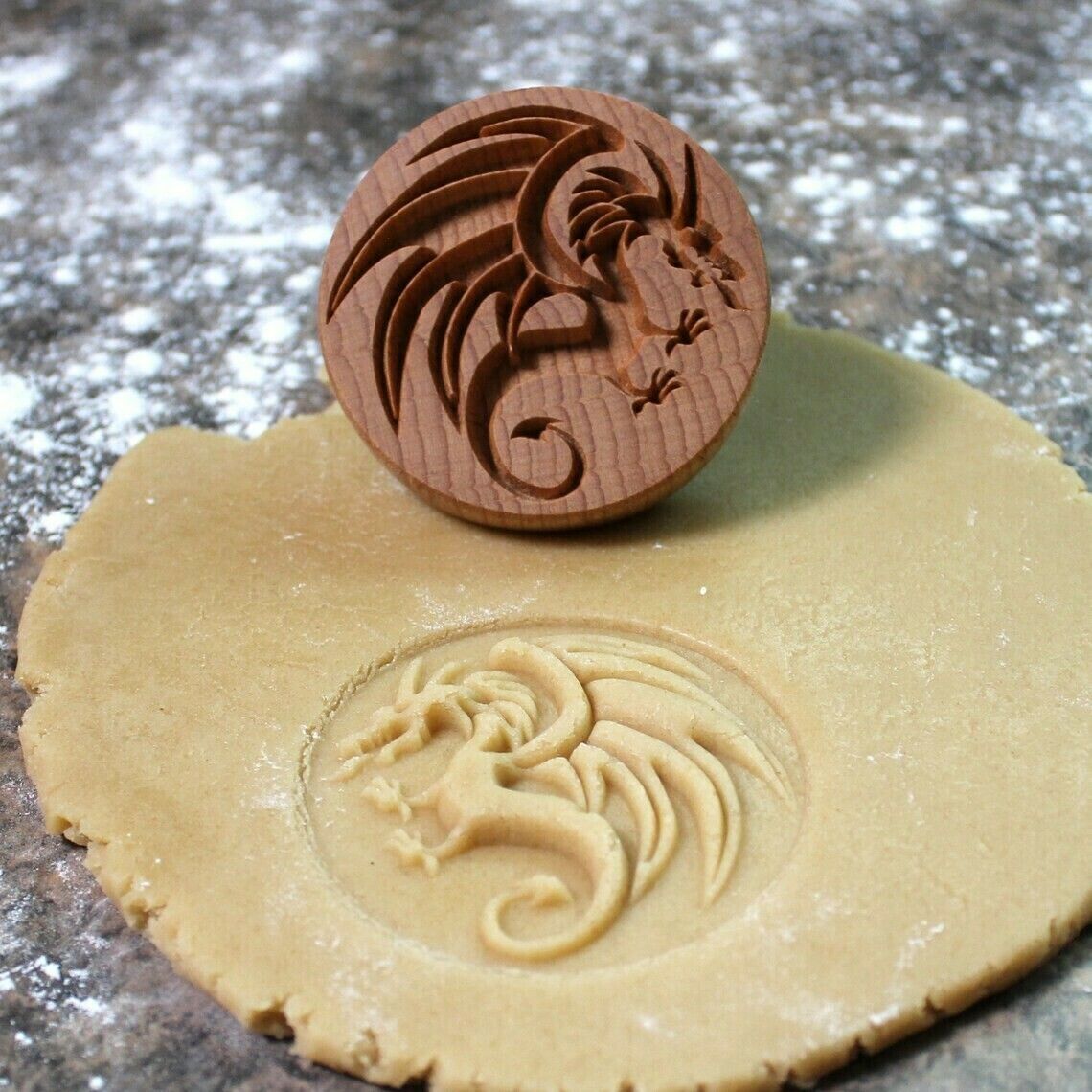 Wooden Cookie Stamp Mold with Animal & Plant Designs