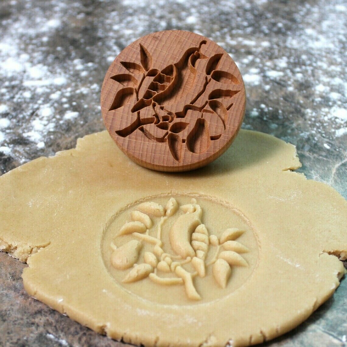 Wooden Cookie Stamp Mold with Animal & Plant Designs