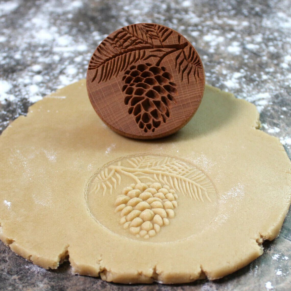 Wooden Cookie Stamp Mold with Animal & Plant Designs