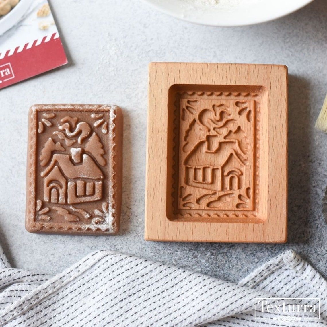 Carved Pine Cone Wooden Cookie Mold for Shortbread