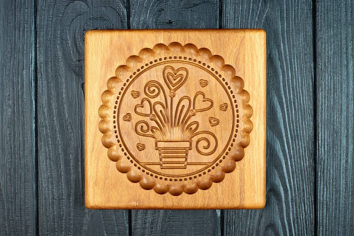 Beech Wood Cookie Mold for Shortbread and Gingerbread