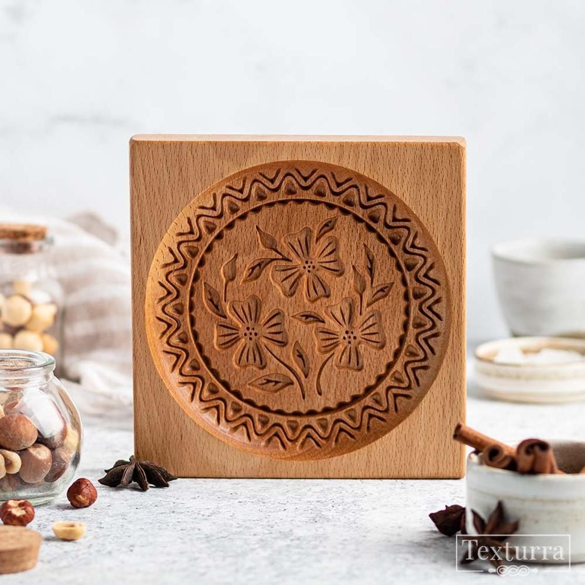 Beech Wood Cookie Mold for Shortbread and Gingerbread