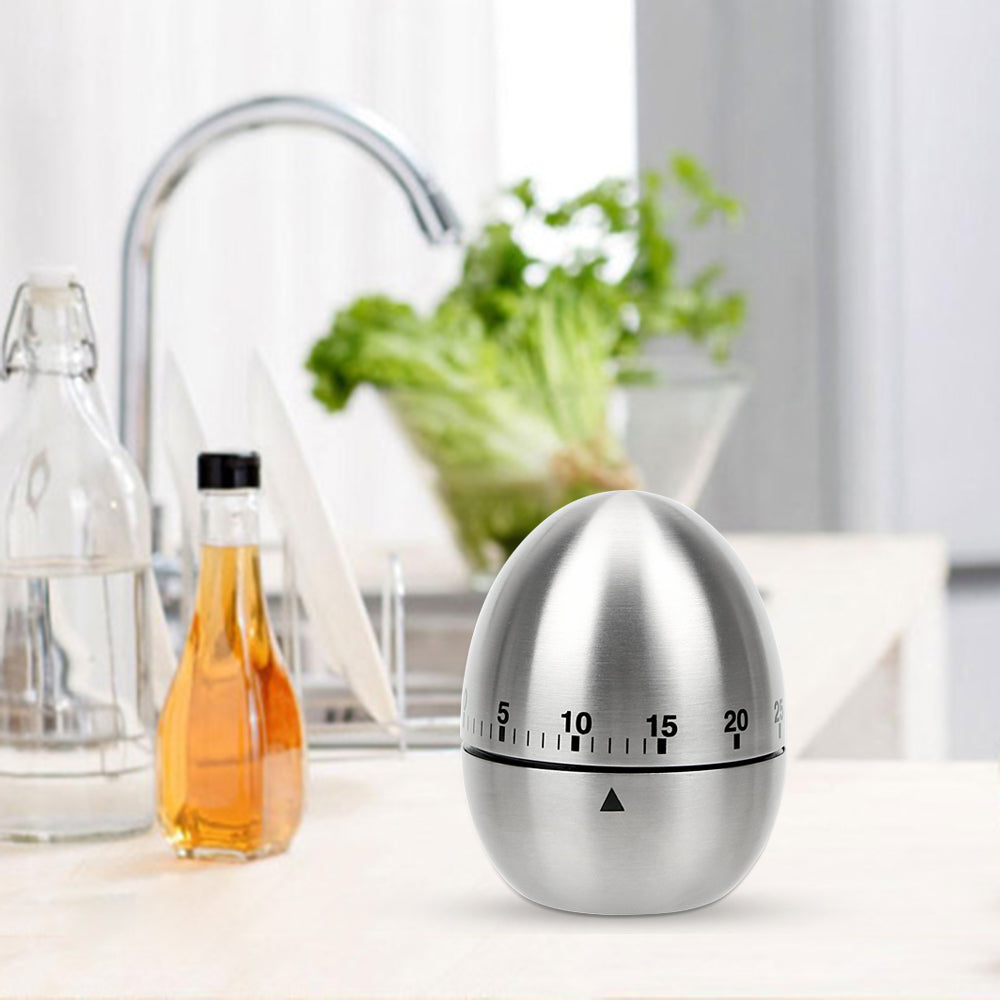 Stainless Steel Egg Kitchen Timer, 60-Minute Mechanical