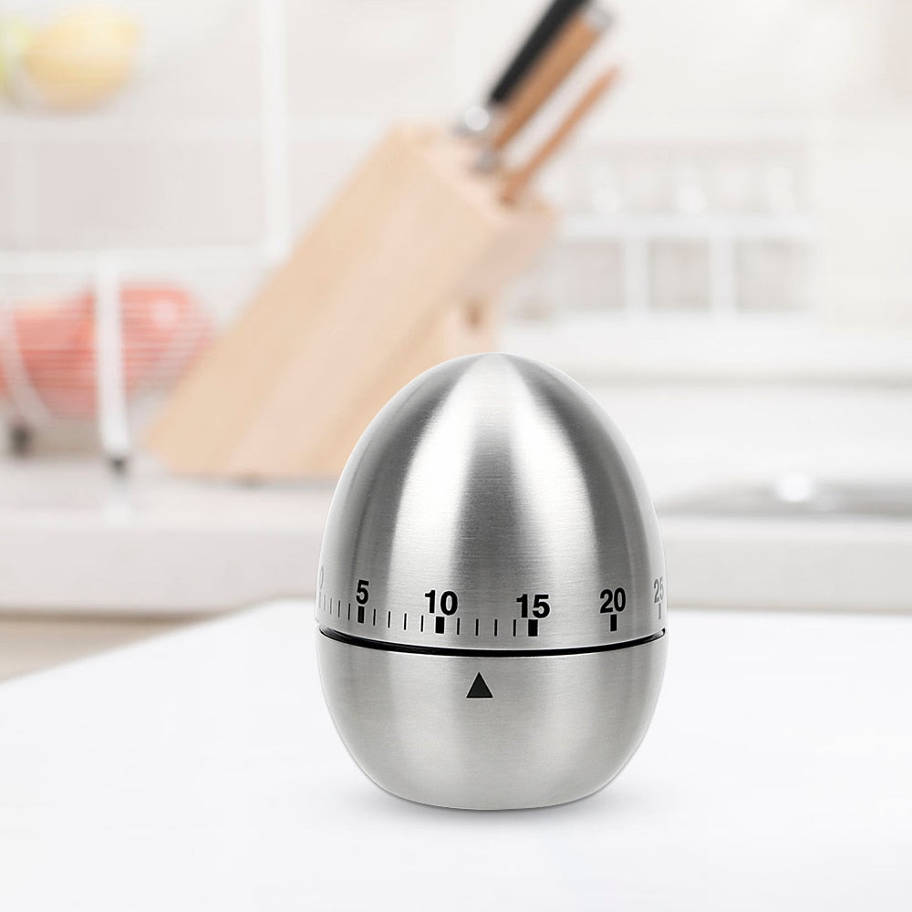 Stainless Steel Egg Kitchen Timer, 60-Minute Mechanical