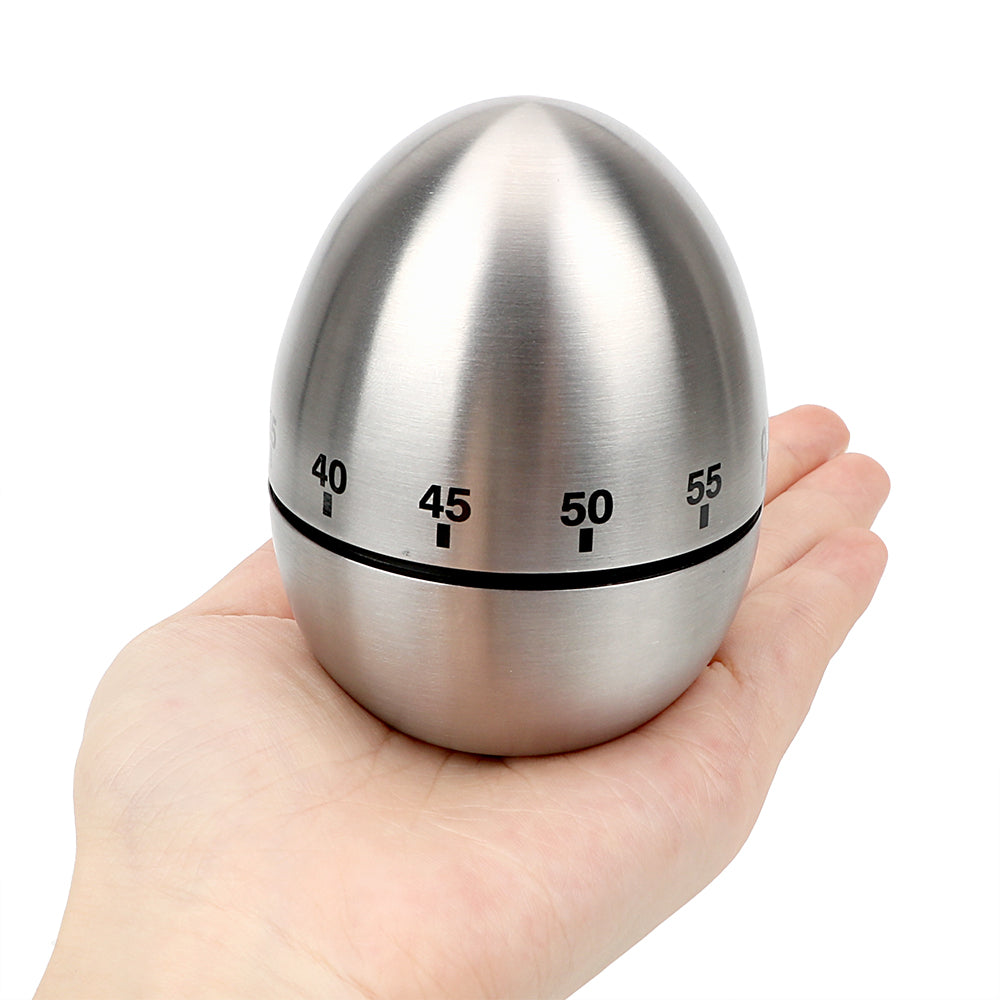 Stainless Steel Egg Kitchen Timer, 60-Minute Mechanical