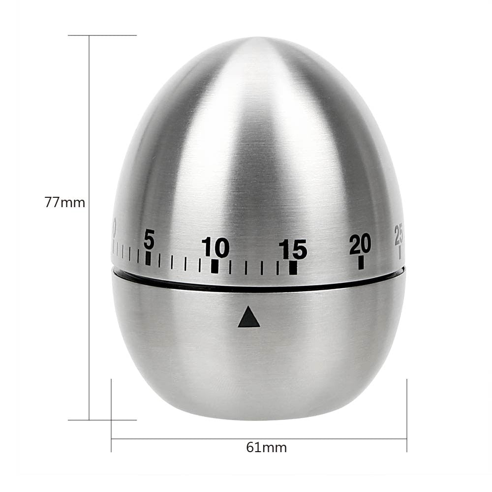 Stainless Steel Egg Kitchen Timer, 60-Minute Mechanical