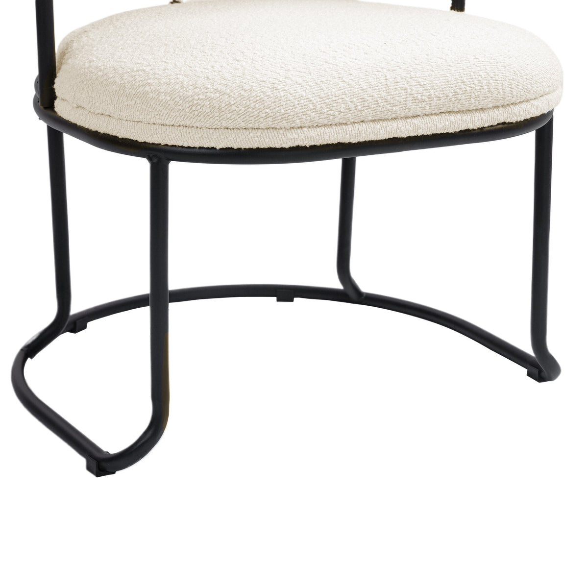 Boucle Dining Chairs Set of 2, Sculptural Curved Backrest