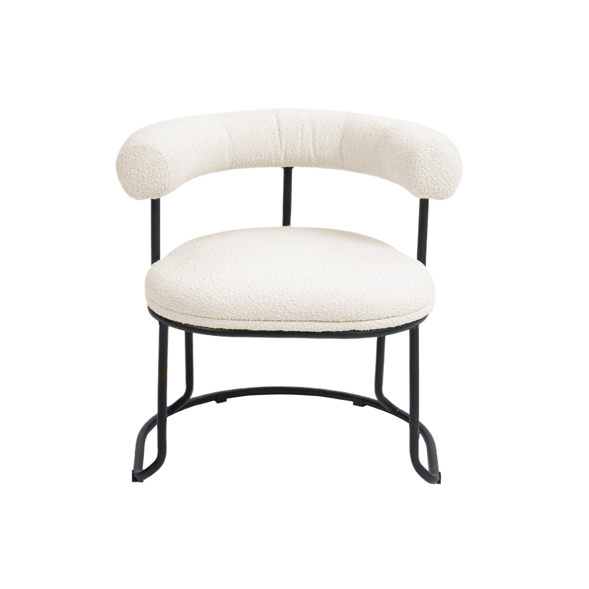 Boucle Dining Chairs Set of 2, Sculptural Curved Backrest