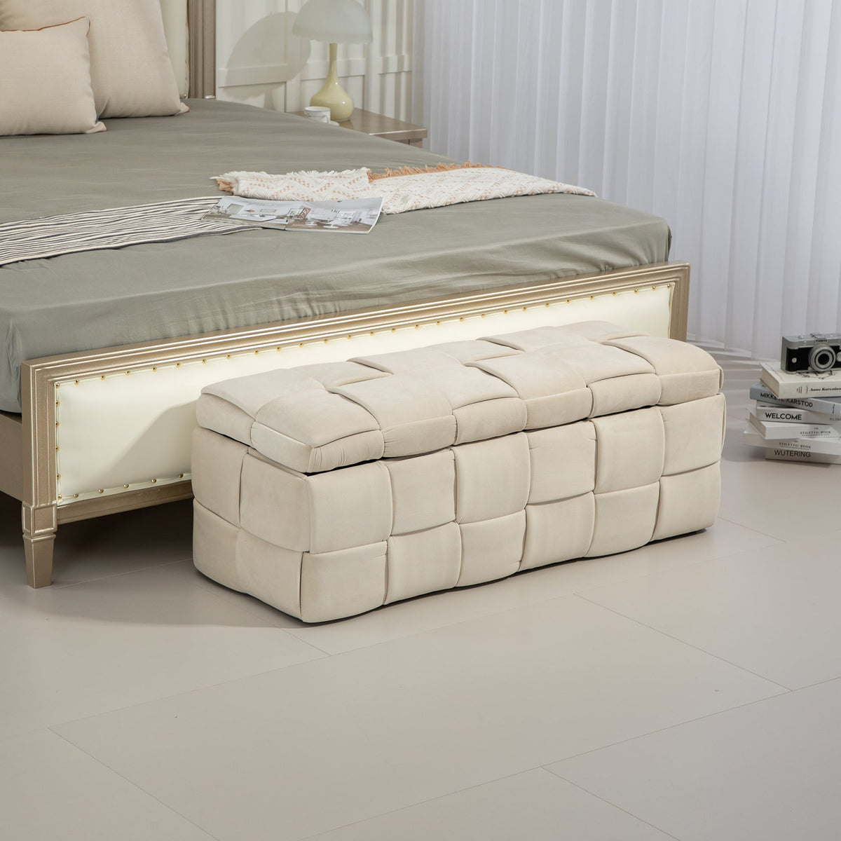 Storage Ottoman Bench: Hidden Bedding Storage and Seating