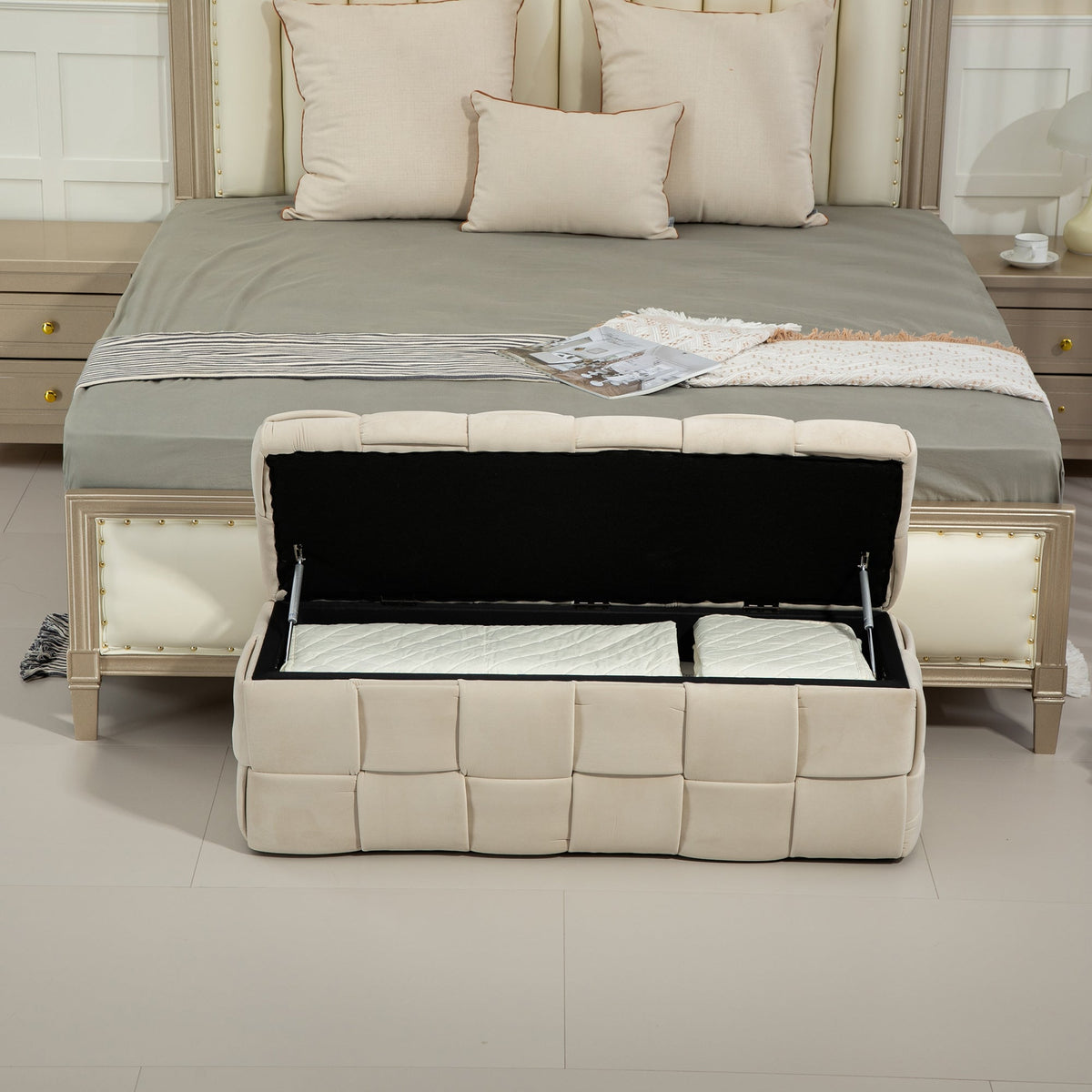 Storage Ottoman Bench: Hidden Bedding Storage and Seating