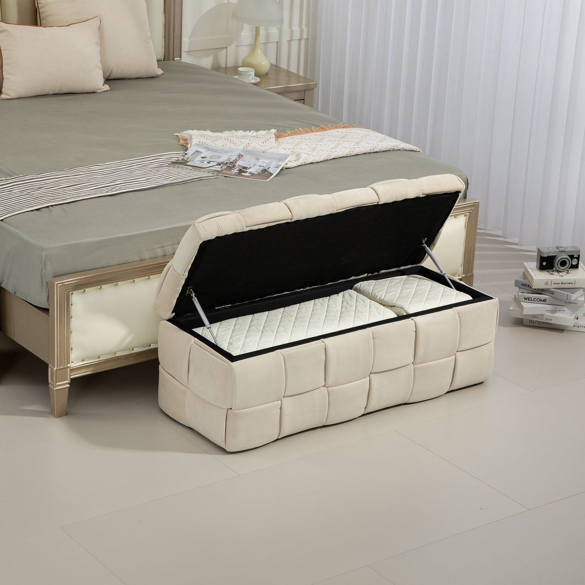 Storage Ottoman Bench: Hidden Bedding Storage and Seating