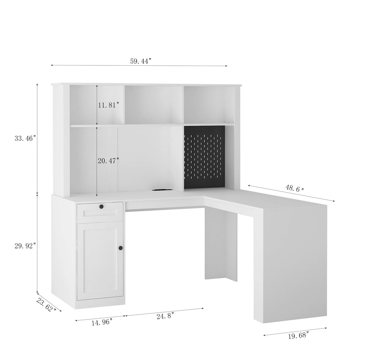 Corner Gaming Desk with Hutch, Drawers and Built-in Outlet