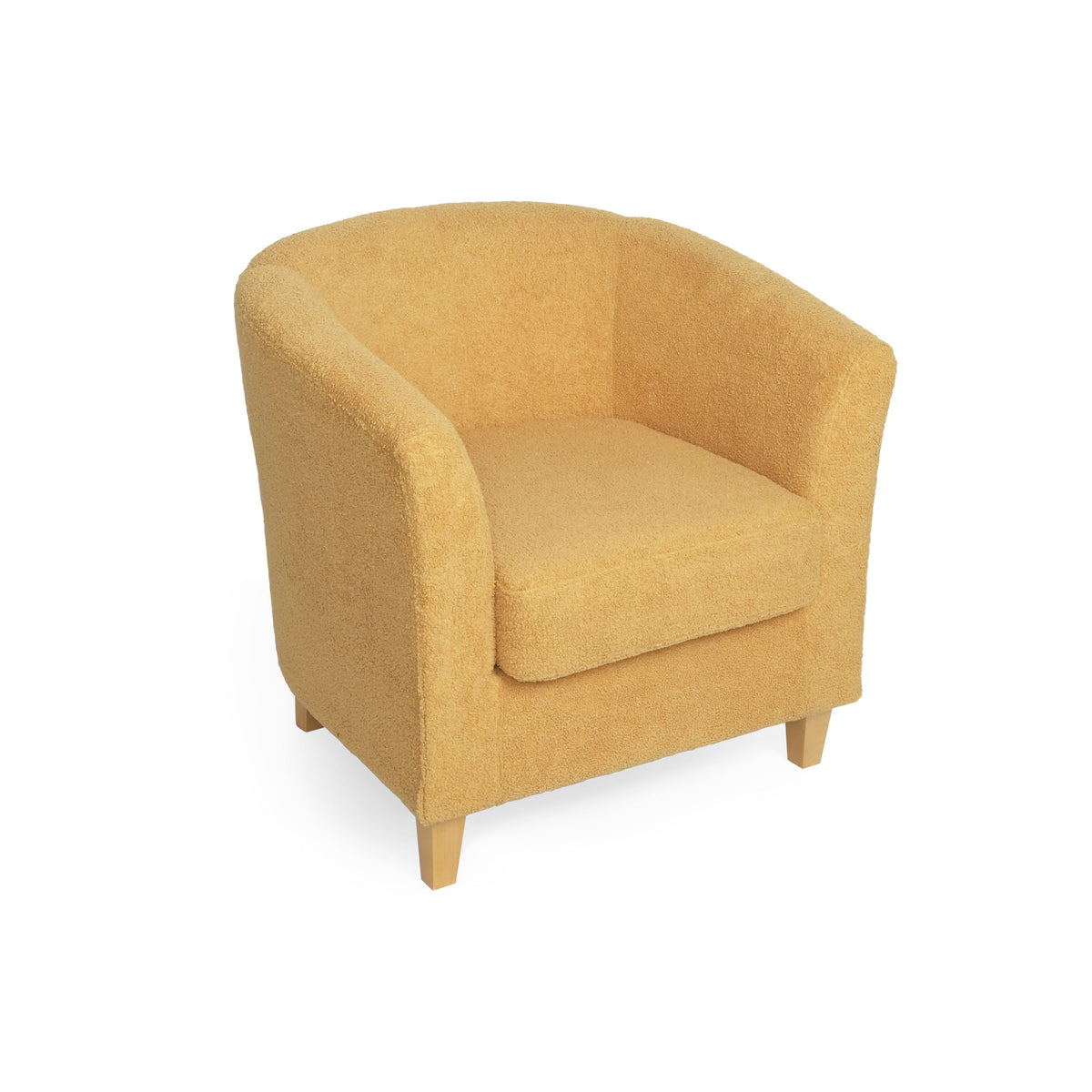 Mustard Boucle Tub Chair for Living Room Reading Nooks