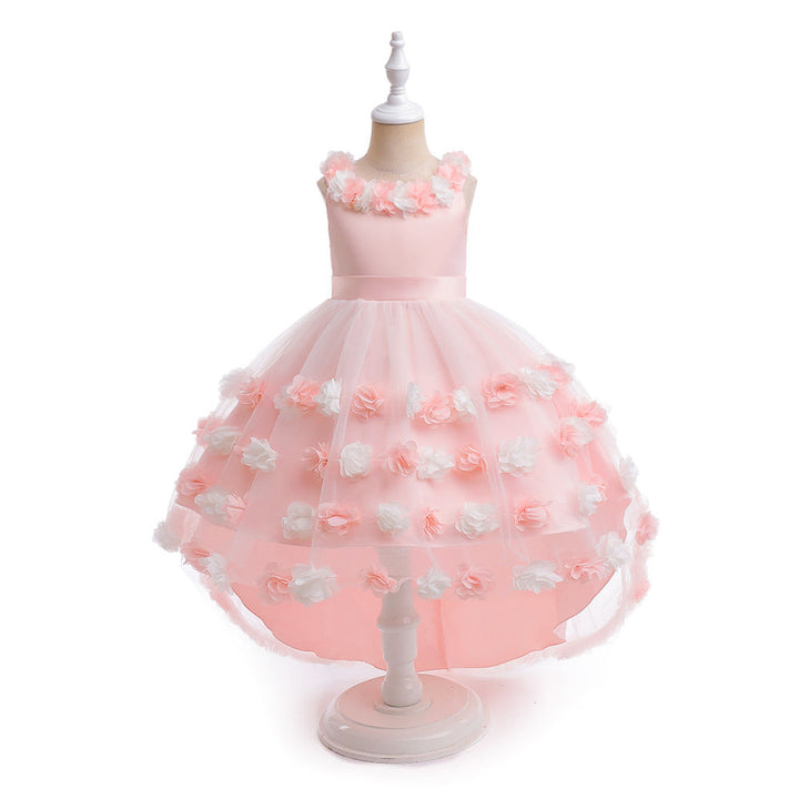 Girls' Cosplay Dress With Dramatic Floral Tulle Train