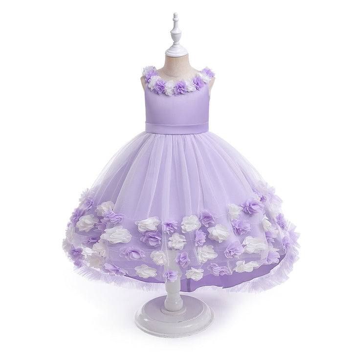 Girls' Cosplay Dress With Dramatic Floral Tulle Train